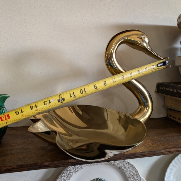 Very Large Brass Swan Bowl Duck Vintage Big Rare Mid Century Modern MCM Planter - Picture 10 of 11